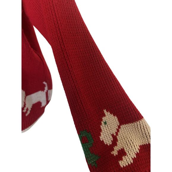 Ugly Christmas Sweater Scottie Dog Sz L Red Chunky Fishserman Holiday - Picture 5 of 8